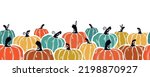 Lovely hand drawn Thanksgiving seamless pattern with pumpkins and sunflowers, great for textiles, table cloth, wrapping, banners, wallpapers - vector design