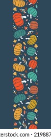 Lovely Hand Drawn Thanksgiving Seamless Pattern With Pumpkins And Sunflowers, Great For Textiles, Table Cloth, Wrapping, Banners, Wallpapers - Vector Design