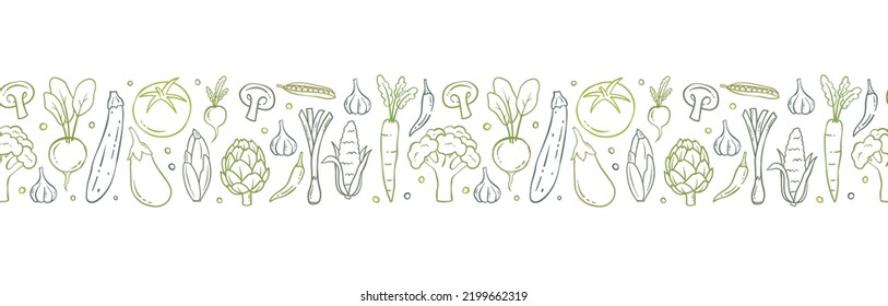 Lovely hand drawn vegetables seamless pattern, doodle veggies, great for textiles, wrapping, packaging - vector design