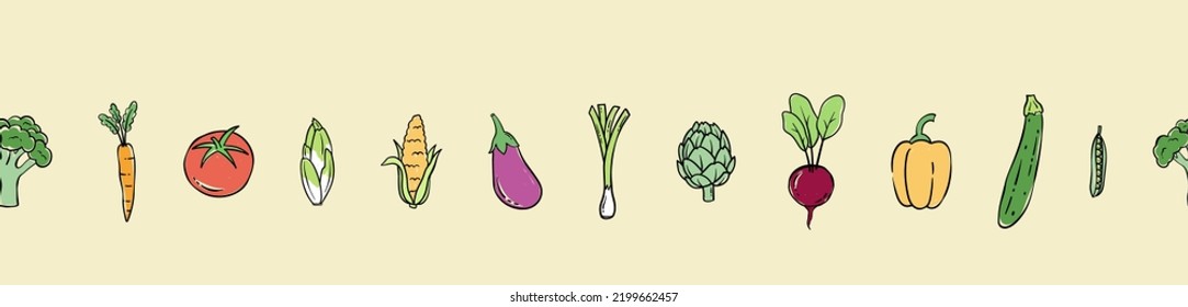 Lovely hand drawn vegetables seamless pattern, doodle veggies, great for textiles, wrapping, packaging - vector design