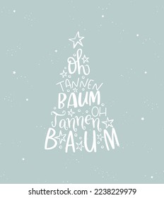 Schönes handgeschriebenes Weihnachtsdesign in deutscher Sprache, das "Oh Weihnachtsbaum" sagt - ideal für Karten, Einladungen, Banner