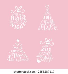 Lovely hand written Christmas design with various sayings and phrases from popular christmas songs like "Silent Night, Holy Night","Oh Christmas Tree" or "Jingle Bells"
