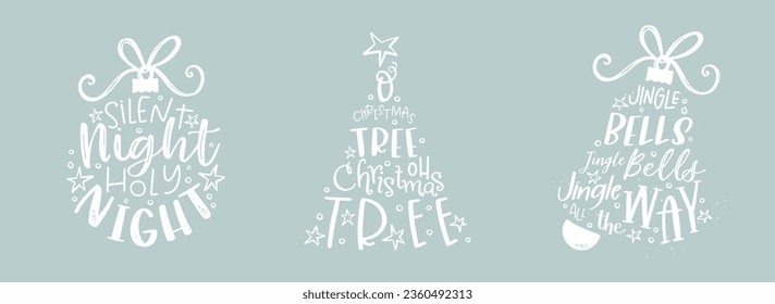 Lovely hand written Christmas design with various sayings and phrases from popular christmas songs like "Silent Night, Holy Night","Oh Christmas tree" or "Jingle Bells"