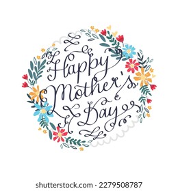 Lovely hand written Mother's Day design with cute flowers, great for cards, banners, wallpapers, gift bags - vector design