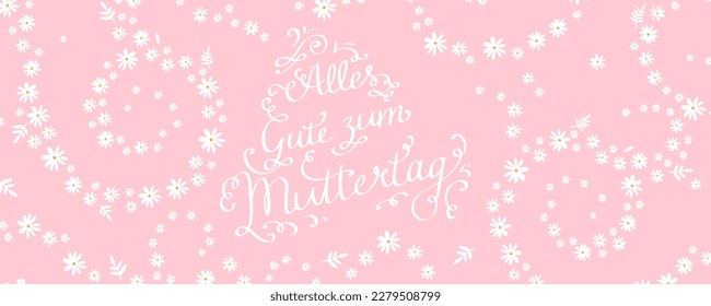 Lovely hand written Mother's Day design in German "Happy Mother's Day" with cute flowers, great for cards, banners, wallpapers, gift bags - vector design