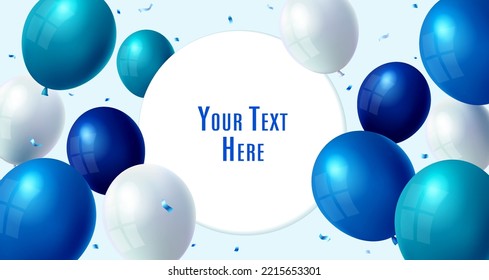 Lovely happy background with realistic balloons template vector for display or showcase