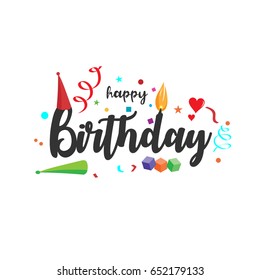 Lovely Happy Birthday Typography Greeting Card Stock Vector (Royalty ...