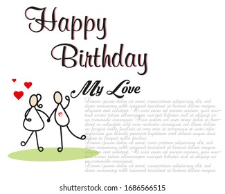 lovely happy birthday , vector format