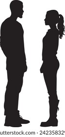Lovely Happy Couple black silhouette on white background