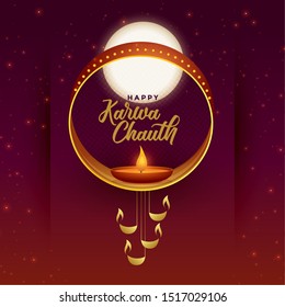 lovely happy karwa chauth card design background
