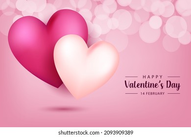 Lovely happy valentines day background with realistic hearts style background design for greeting card, poster, banner. Vector illustration.