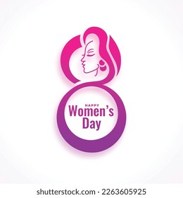 lovely happy womens day greeting card with lady face design vector