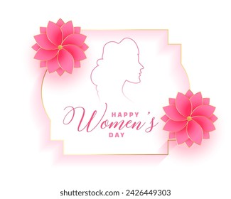 lovely happy women's day wishes card with floral decor vector