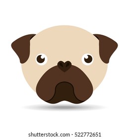 lovely head puppy pug dog vector illustration eps 10