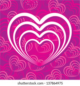Lovely Heart Background On Purple Colour