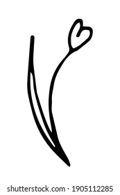 Lovely heart flower. Vector doodle simple sketch isolated. Design for holiday decoration, textile, stickers, games, cards, books.
