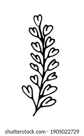 Lovely heart flowers. Vector doodle simple sketch isolated. Many hearts on Design for holiday decoration, textile, stickers, games, cards, books.