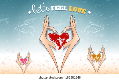 lovely heart in hands vector