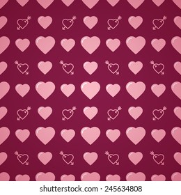 Lovely heart romantic pattern. Seamless vector background.