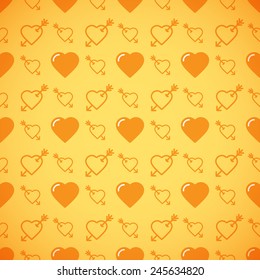 Lovely heart romantic pattern. Seamless vector background.