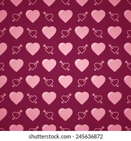 Lovely heart romantic pattern. Seamless vector background.