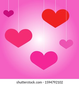 Lovely heart. heart shapes in different sizes and colors for Valentines Day background. 