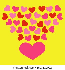 Lovely heart. heart shapes in different sizes and colors for Valentines Day background. 