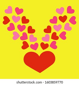 Lovely heart. heart shapes in different sizes and colors for Valentines Day background. 