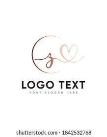 A lovely heart and timeless handwritten letter type Z  logo template, Vector logo for business and company identity 