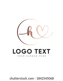 A lovely heart and timeless handwritten letter type H  logo template, Vector logo for business and company identity 