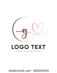 A lovely heart and timeless handwritten letter type G  logo template, Vector logo for business and company identity 