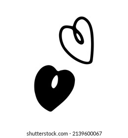 Lovely hearts in doodle style for different types of decoration, postcards, stickers. Vector illustration.