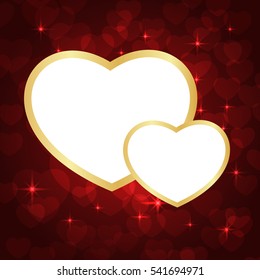 Lovely Hearts frames on red background. Vector illustration