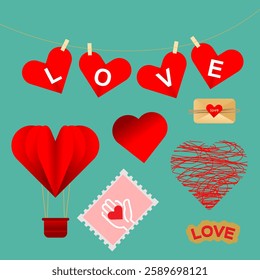 Lovely hearts set vector design 
