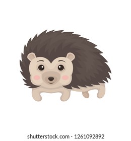 Lovely hedgehog animal cartoon character vector Illustration on a white background