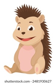 Lovely hedgehog. Cute funny wild forest animal. Prickly cartoon character. Vector isolated illustration