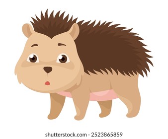 Lovely hedgehog. Cute funny wild forest animal. Prickly cartoon character. Vector isolated illustration