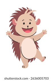 Lovely hedgehog. Cute funny wild forest animal. Prickly cartoon character. Vector isolated illustration