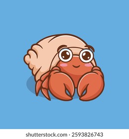 Lovely Hermit crab vector children's illustration Q edition vector cartoon illustration