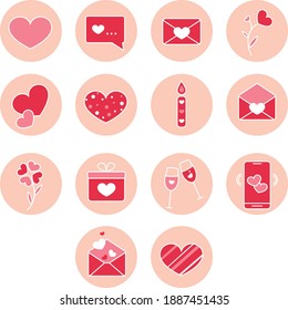 Lovely highlights icons set for social networks