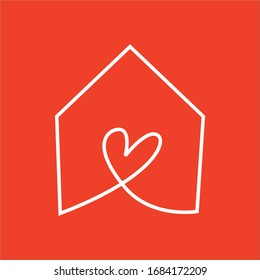 Lovely Home Vector Logo Design, Love Lives Here, Icon, Stay Home Stay Safe, New Home Icon, Sweet Home, Lockdown Vector
