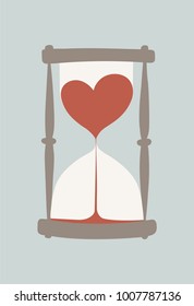 Lovely hourglass. Romantic vector drawings for love time. Valentines days. Lovely cute designs for your card, poster and gift designs. Time for love.
