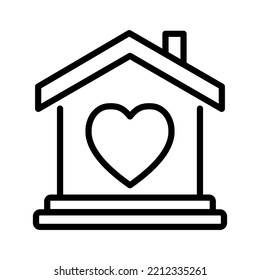 Lovely House Icon. Home And Heart Line Icon. Family, Support, Love, Real Estate, And Housing Protection Concepts.