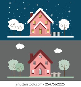 Lovely Houses Or Residence And Comfortable Environment In Two Seasons