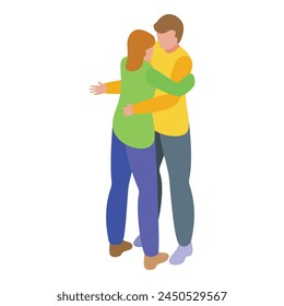 Lovely hug icon isometric vector. Happy couple. Happiness people meet
