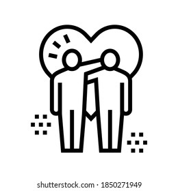lovely hug line icon vector. lovely hug sign. isolated contour symbol black illustration