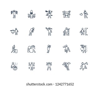 lovely human, miserable angry meh good safe relaxed emotional awesome rough sca human outline vector icons from 20 set
