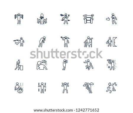 lovely human, miserable angry meh good safe relaxed emotional awesome rough sca human outline vector icons from 20 set