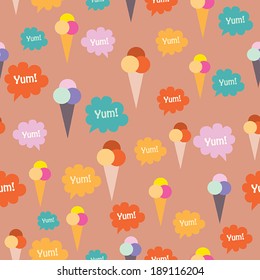Lovely ice - cream cone seamless background pattern. Vector illustration