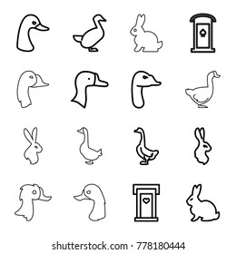 Lovely icons. set of 16 editable outline lovely icons such as goose, rabbit